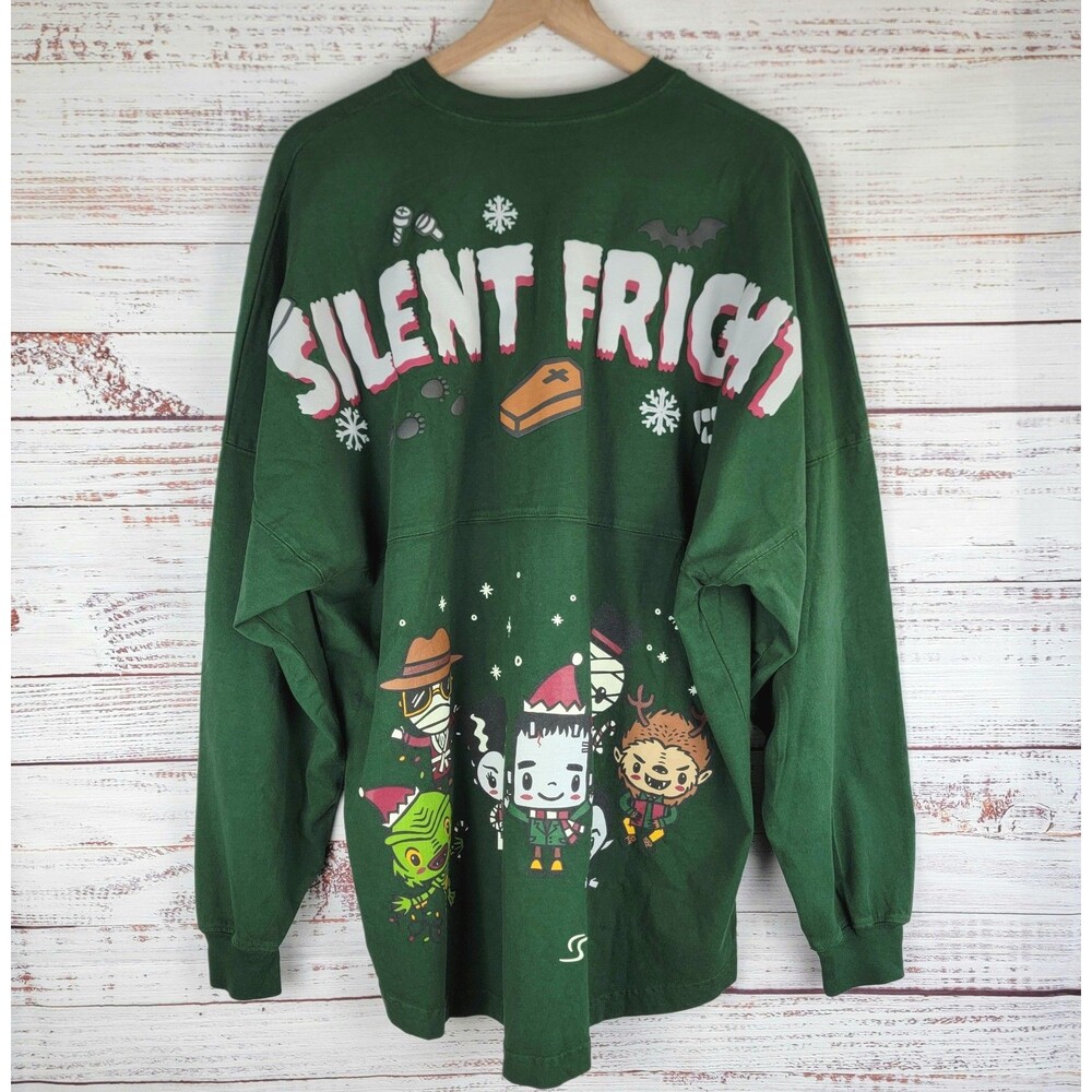 Universal Monsters Silent Fright Spirit Jersey Adults Size L Green Long Sleeve